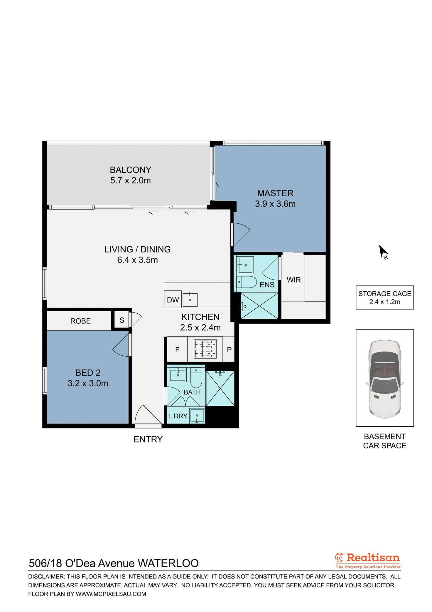 Floorplan of Homely unit listing, Unit 506/18 O'Dea Avenue, Waterloo NSW 2017