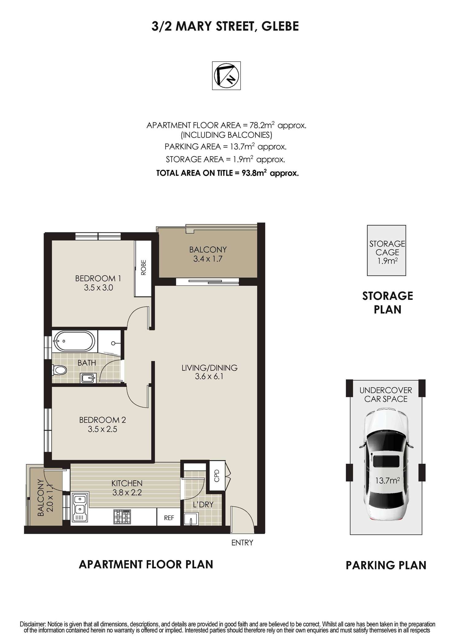 Floorplan of Homely apartment listing, 3/2 Mary Street, Glebe NSW 2037
