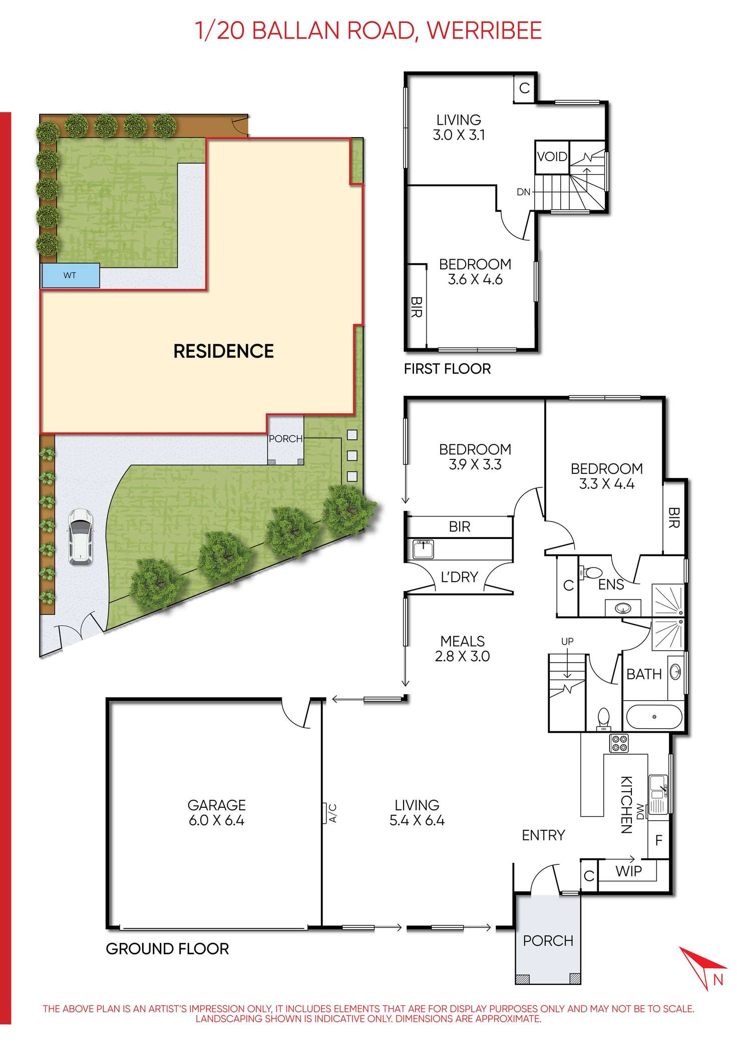 Floorplan of Homely townhouse listing, 1/20 Ballan Road, Werribee VIC 3030