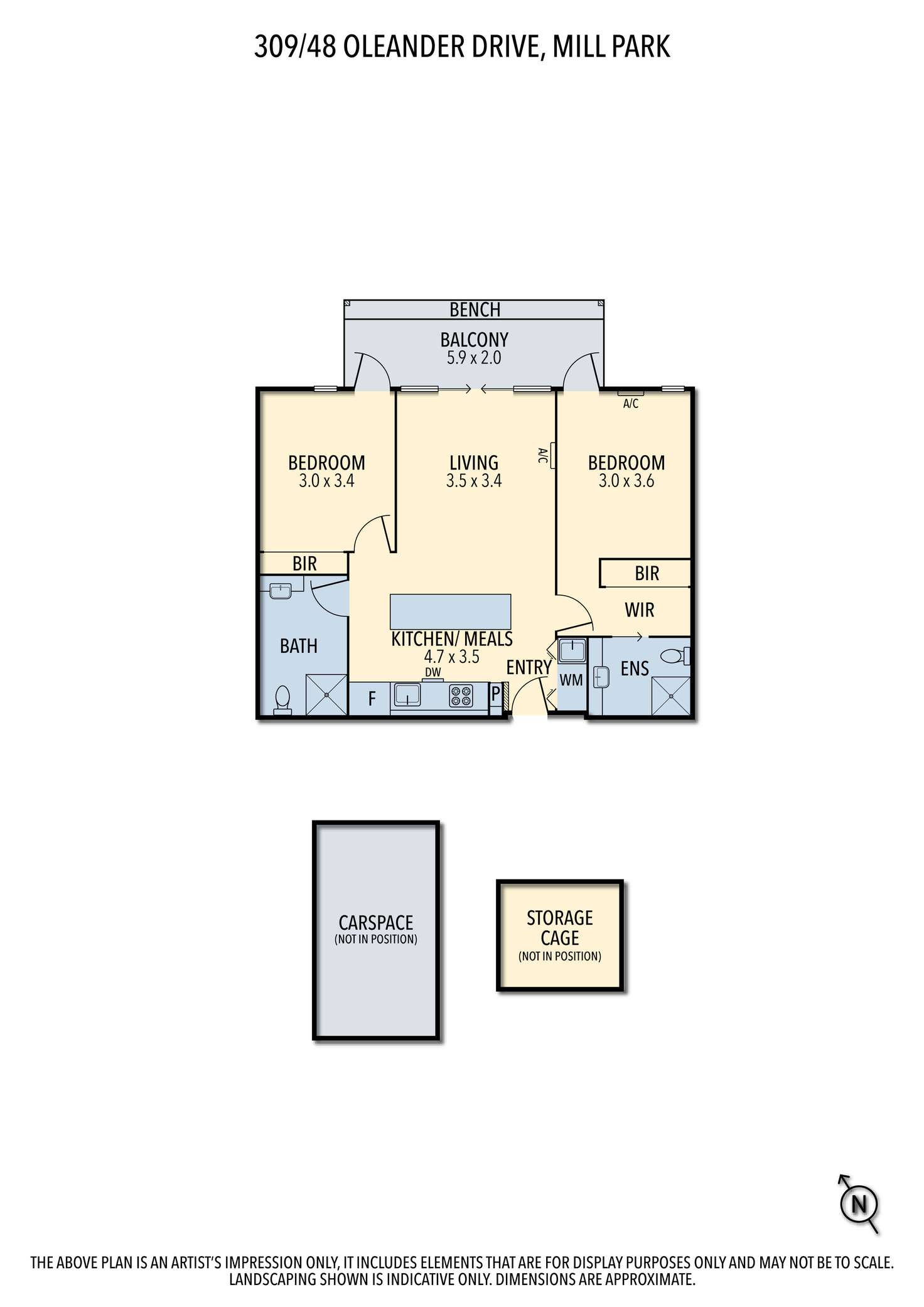 Floorplan of Homely apartment listing, 309/48 Oleander Drive, Mill Park VIC 3082
