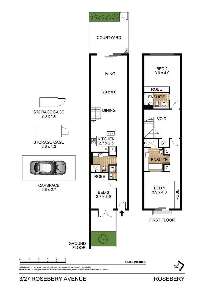 Floorplan of Homely townhouse listing, 3/27 Rosebery Avenue, Rosebery NSW 2018