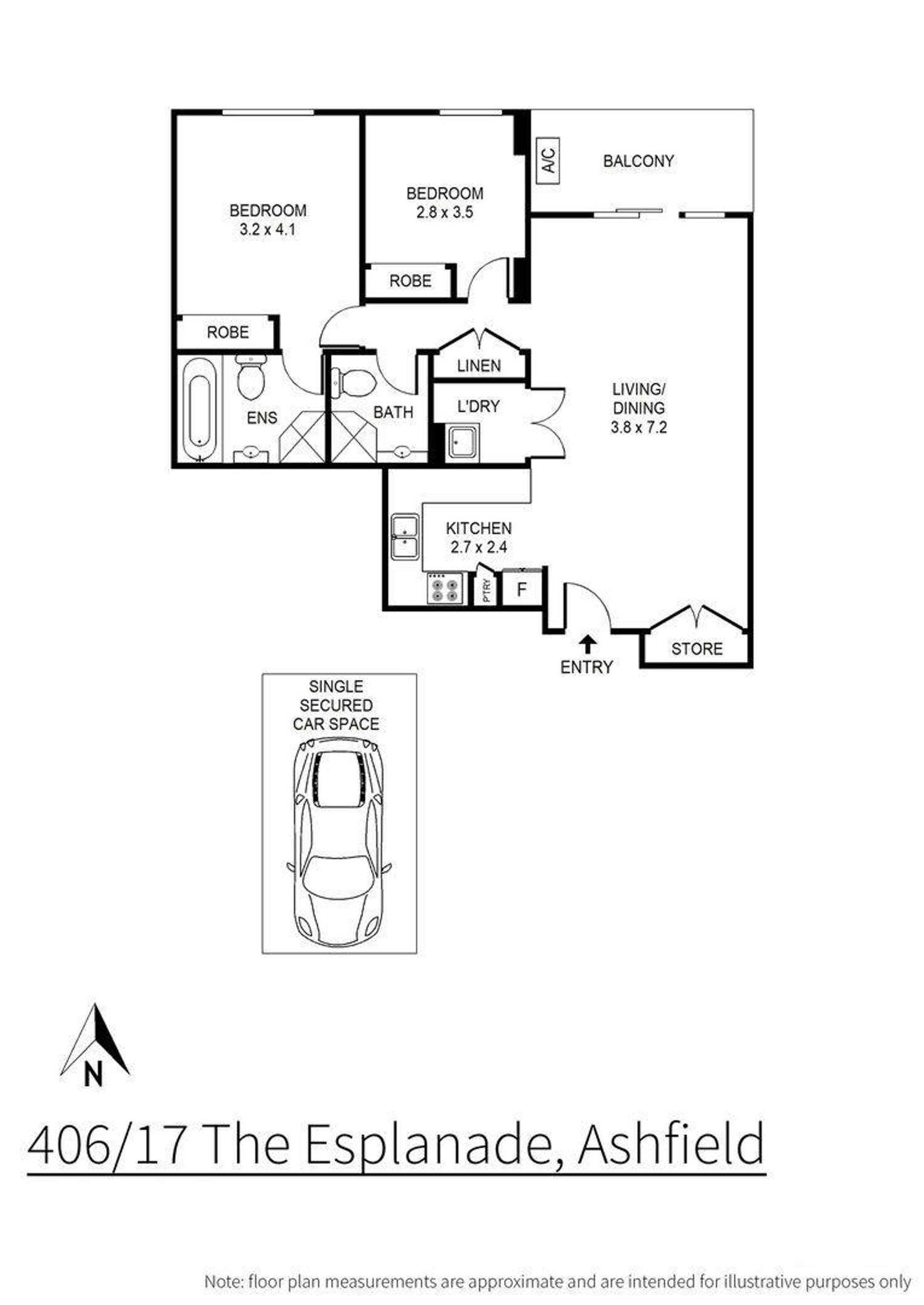 Floorplan of Homely apartment listing, 406/17-20 The Esplanade, Ashfield NSW 2131