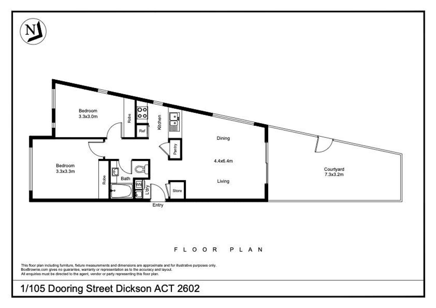 Floorplan of Homely apartment listing, 1/105 Dooring Street, Dickson ACT 2602