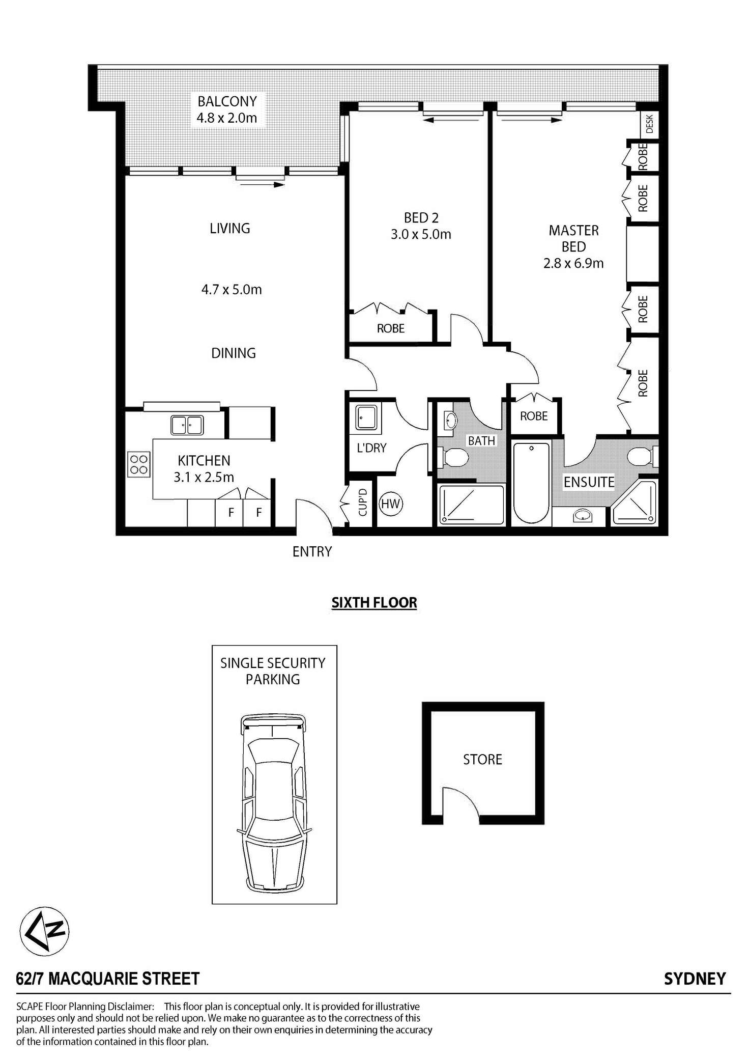 Floorplan of Homely apartment listing, 62/7 Macquarie Street, Sydney NSW 2000