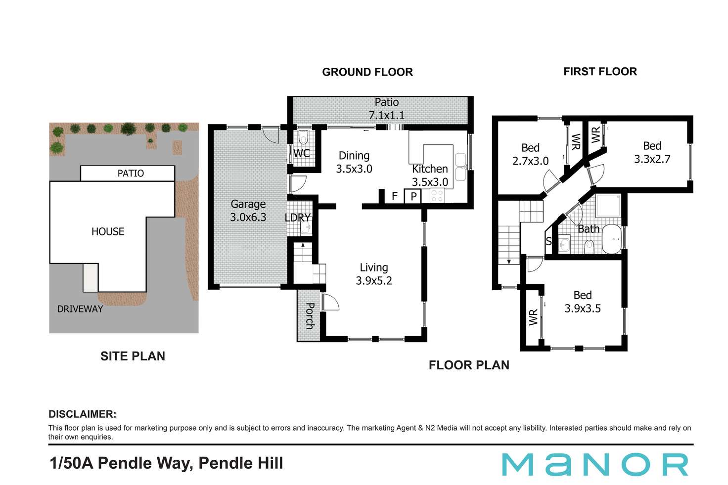 Floorplan of Homely townhouse listing, 1/50A Pendle Way, Pendle Hill NSW 2145