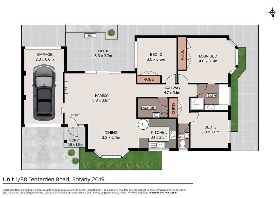 Floorplan of Homely townhouse listing, 1/88 Tenterden Road, Botany NSW 2019