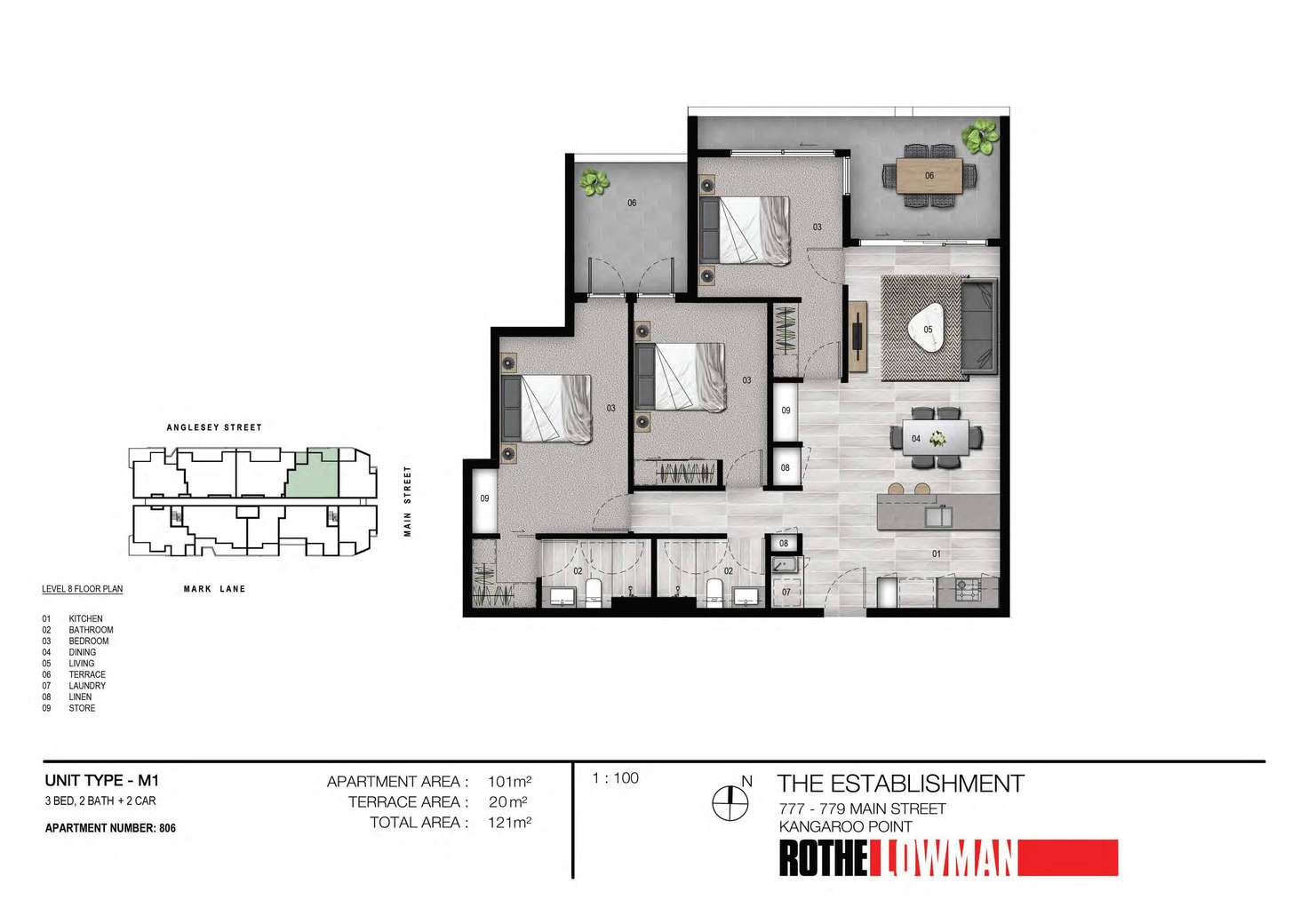 Floorplan of Homely apartment listing, 806/36 Anglesey Street, Kangaroo Point QLD 4169