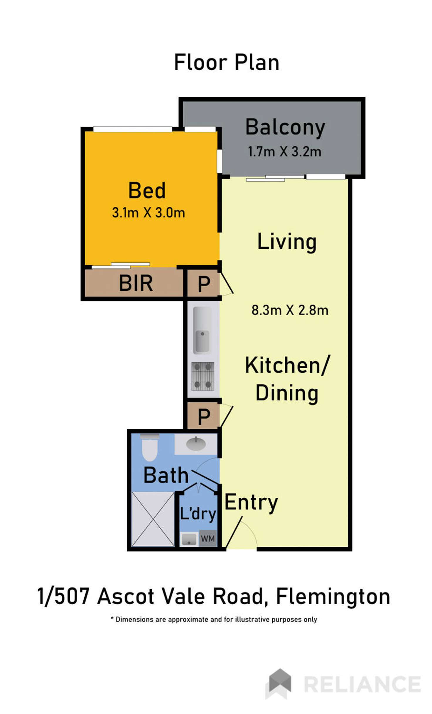 Floorplan of Homely unit listing, 507/1 Ascot Vale Road, Flemington VIC 3031