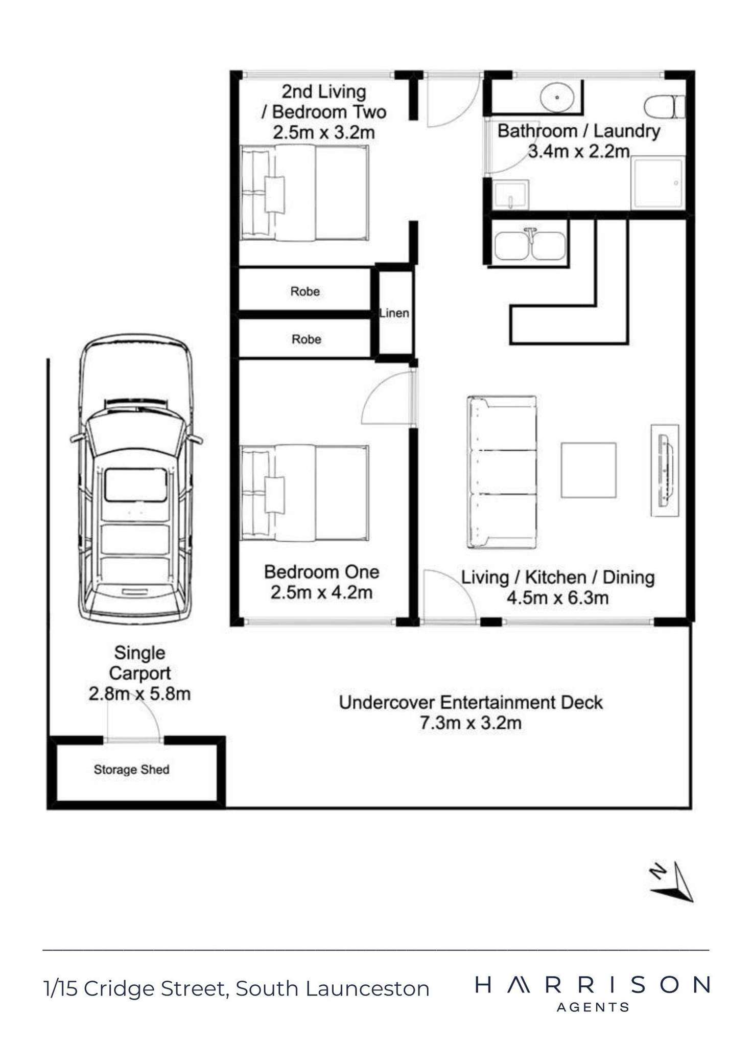 Floorplan of Homely unit listing, 1/15 Cridge Street, South Launceston TAS 7249