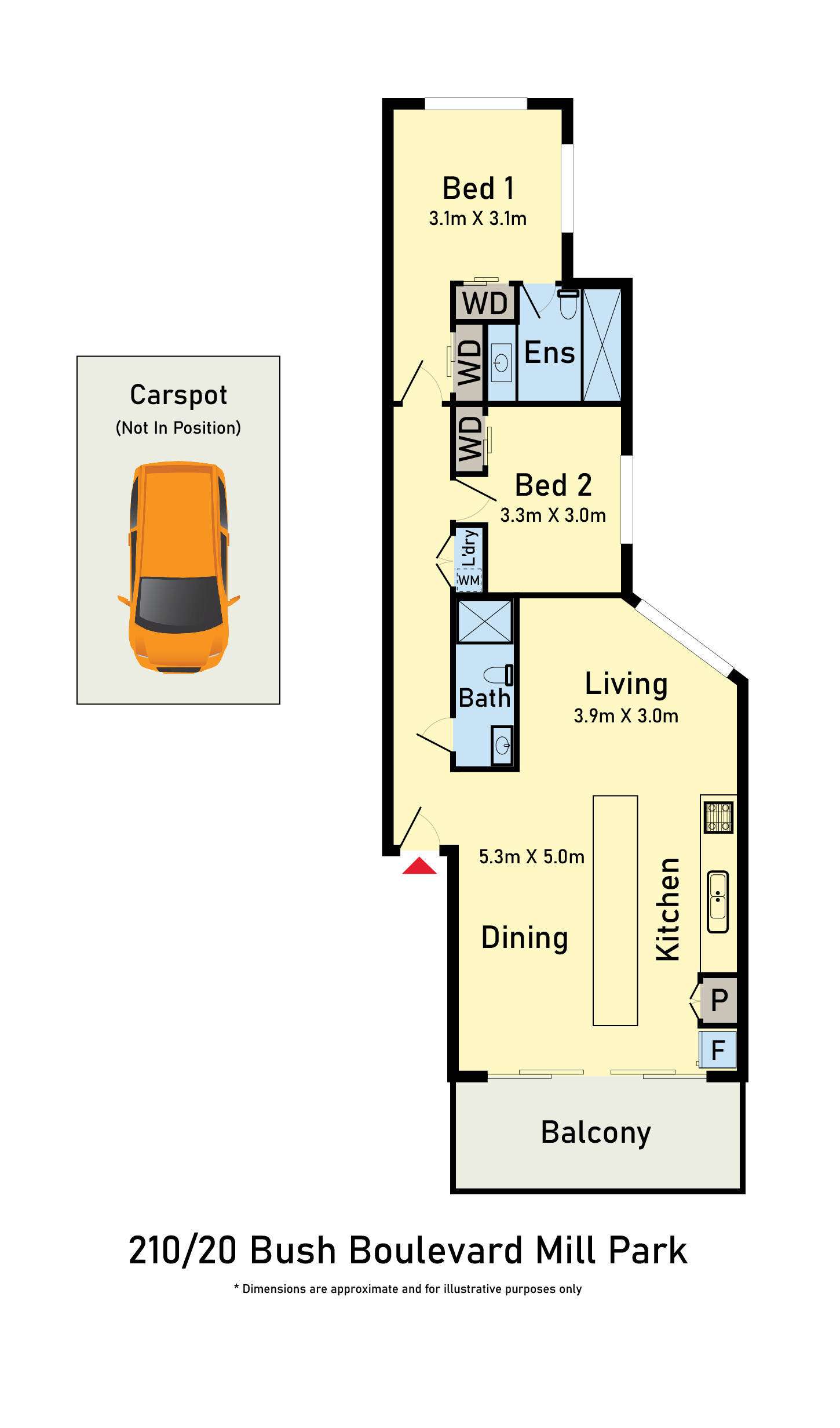Floorplan of Homely apartment listing, 210/55 Oleander Drive, Mill Park VIC 3082