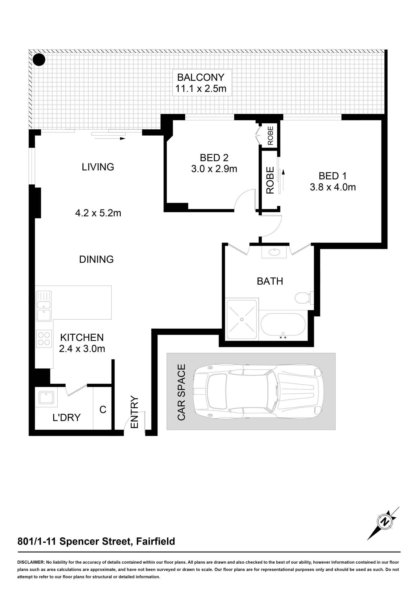 Floorplan of Homely apartment listing, Level 8/801/1-11 Spencer Street, Fairfield NSW 2165