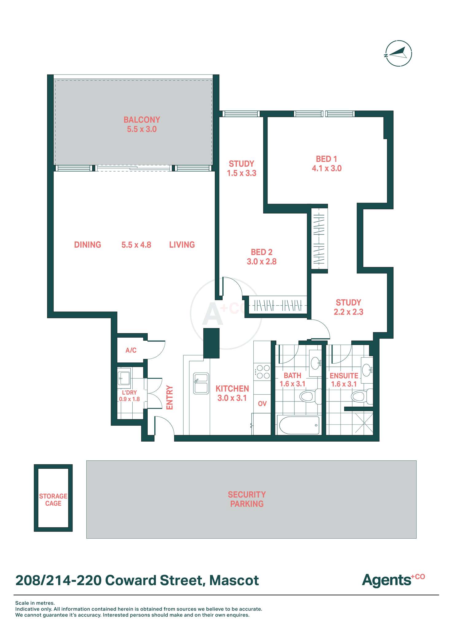 Floorplan of Homely apartment listing, 208/214-220 Coward Street, Mascot NSW 2020