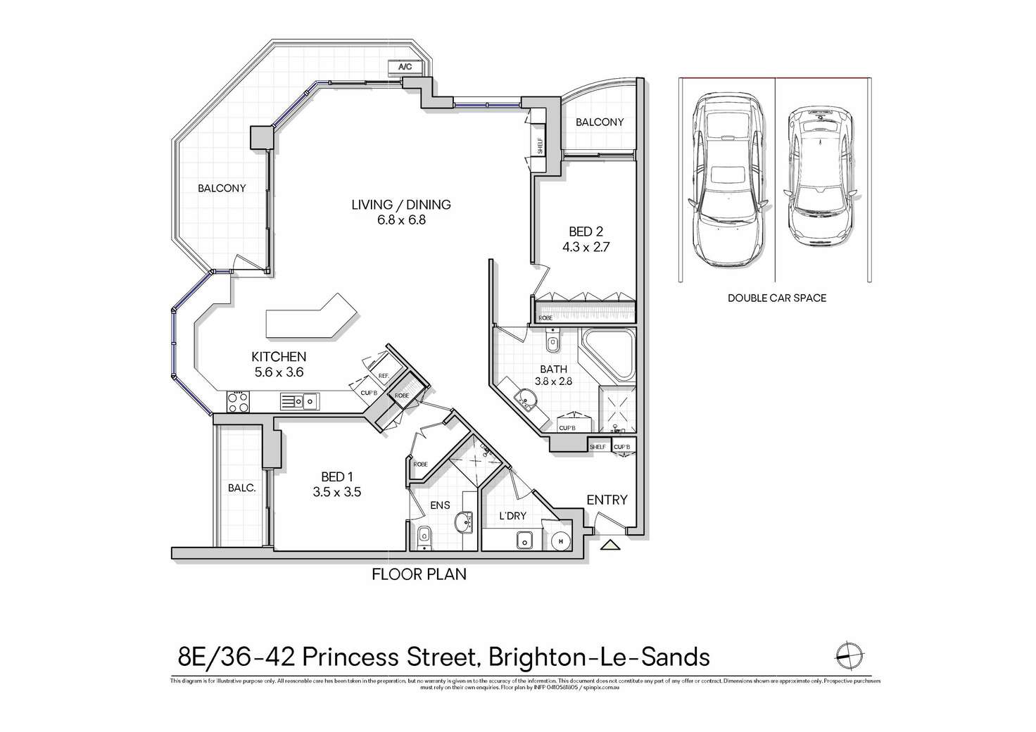 Floorplan of Homely apartment listing, 8E/36 Princess Street, Brighton-Le-Sands NSW 2216