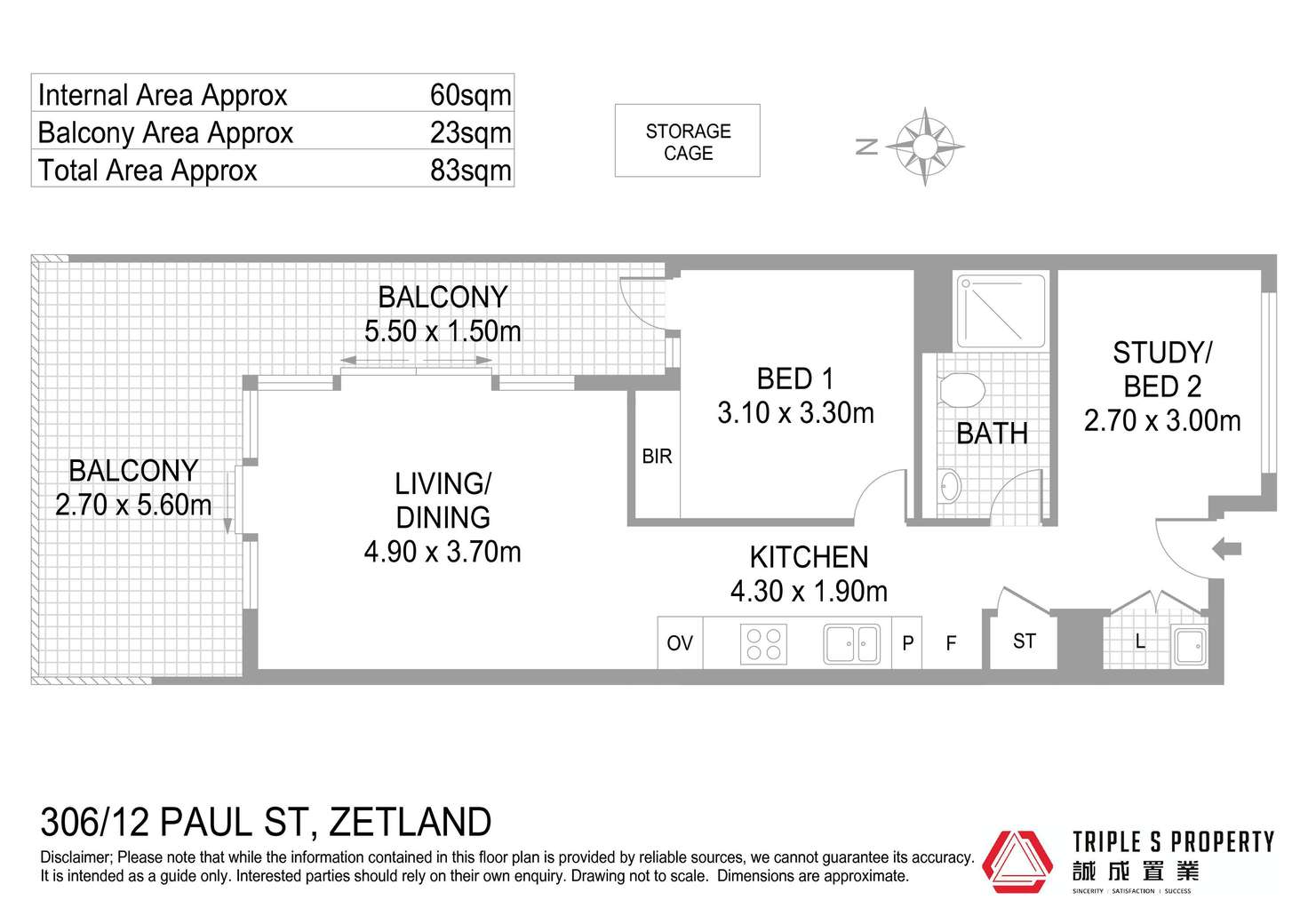 Floorplan of Homely apartment listing, 306/12 Paul Street, Zetland NSW 2017