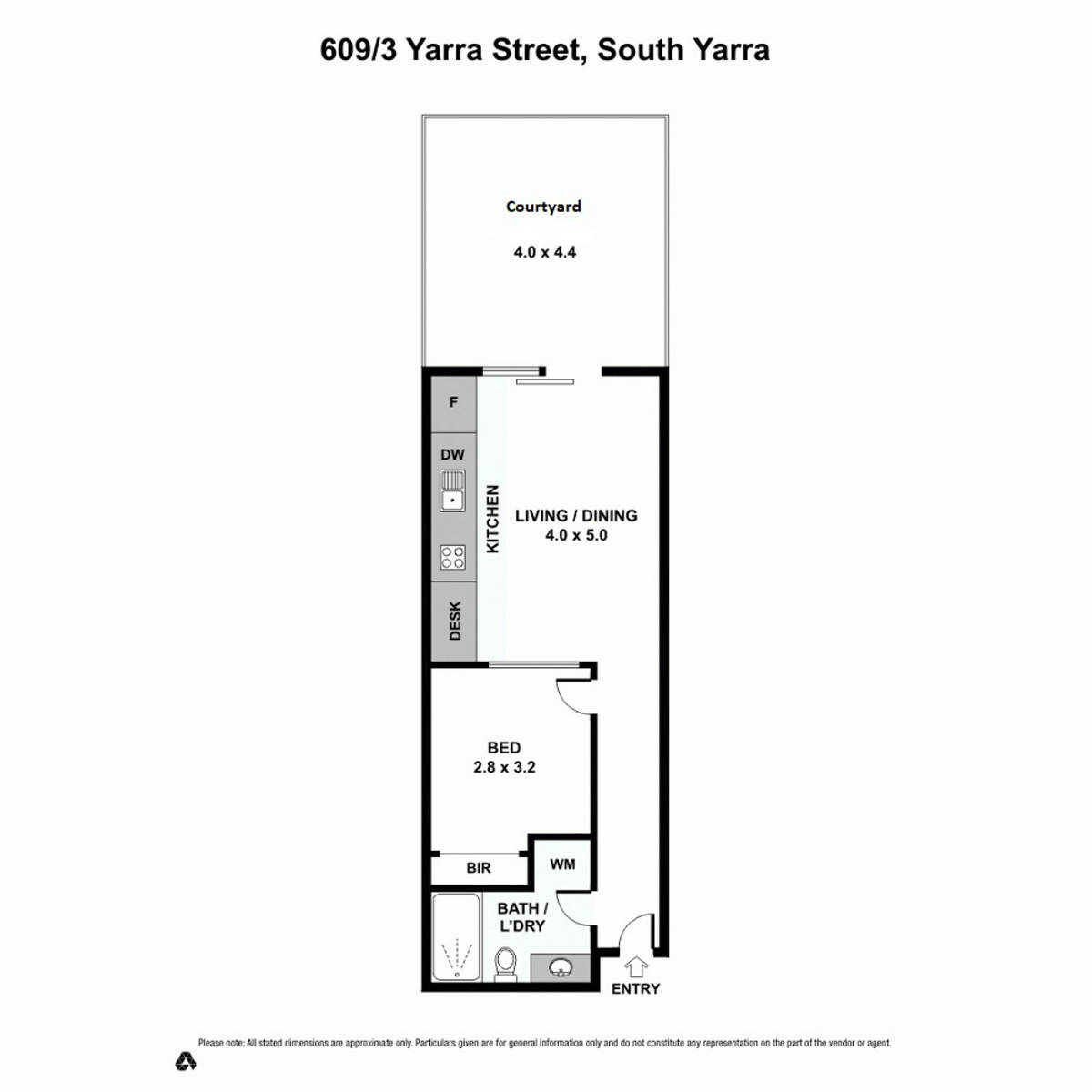 Floorplan of Homely apartment listing, 609/3 Yarra Street, South Yarra VIC 3141