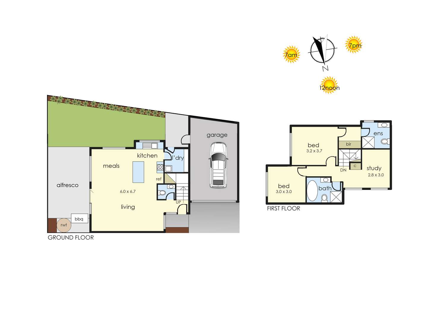 Floorplan of Homely townhouse listing, 2/6A Arabil Street, Frankston VIC 3199