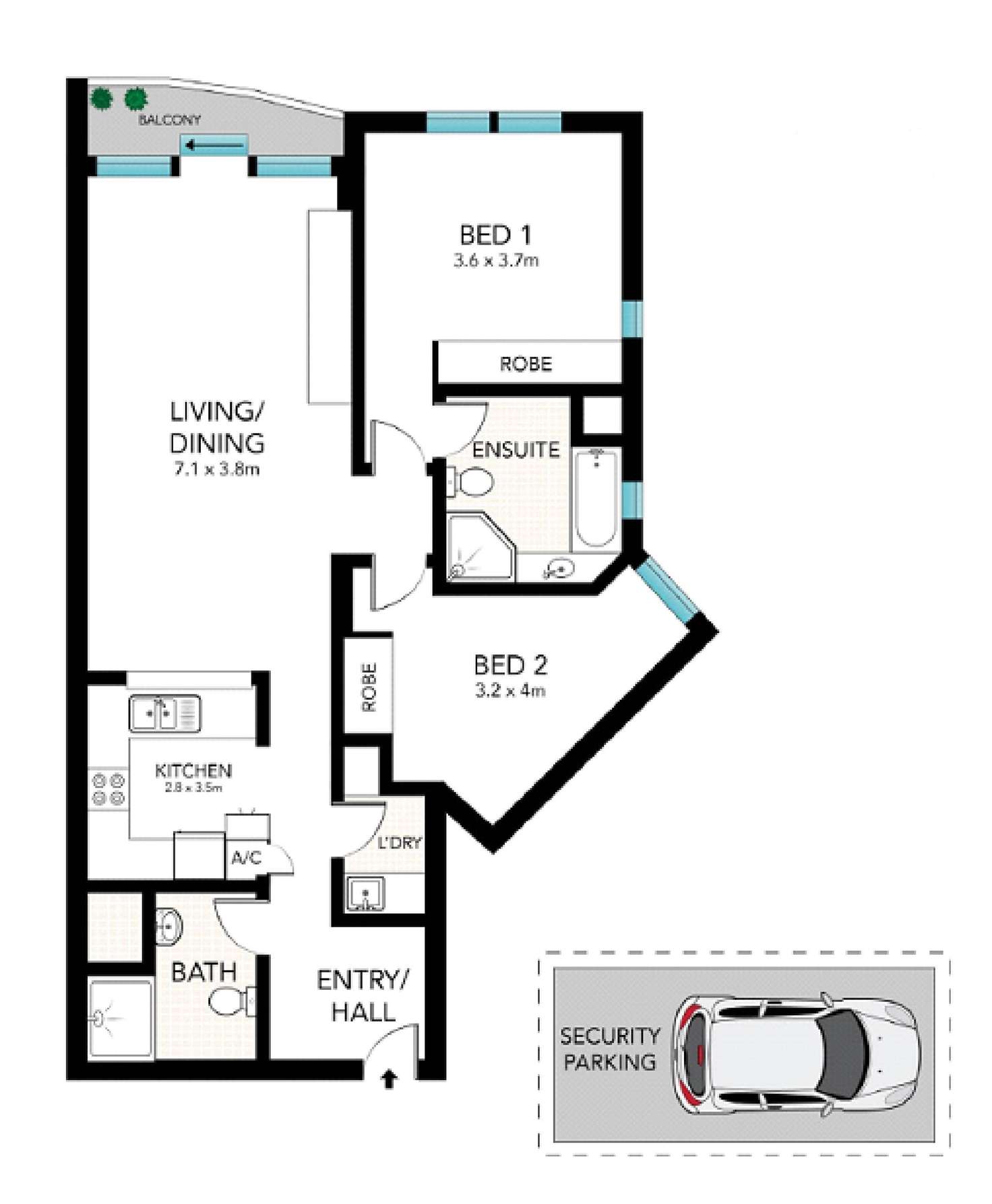 Floorplan of Homely apartment listing, 1405/281 Elizabeth Street, Sydney NSW 2000