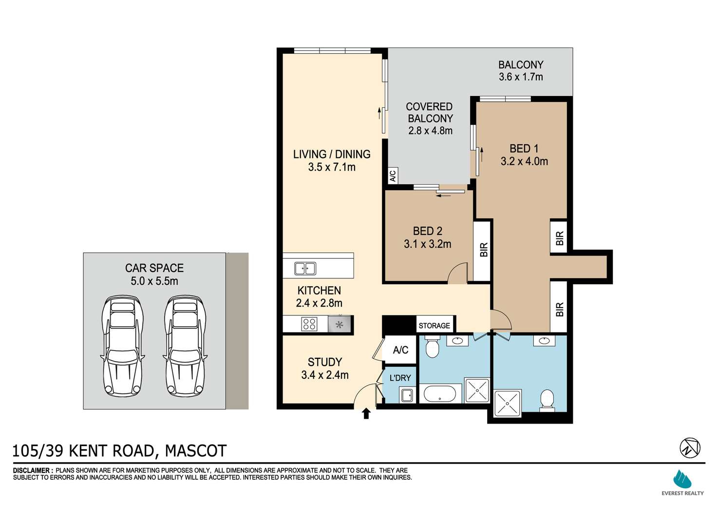 Floorplan of Homely apartment listing, Level 1/105/39 Kent Road, Mascot NSW 2020