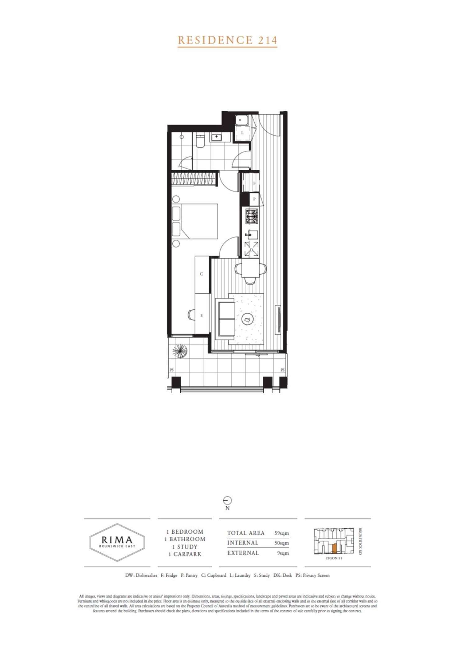 Floorplan of Homely apartment listing, 214/26 Lygon Street, Brunswick East VIC 3057