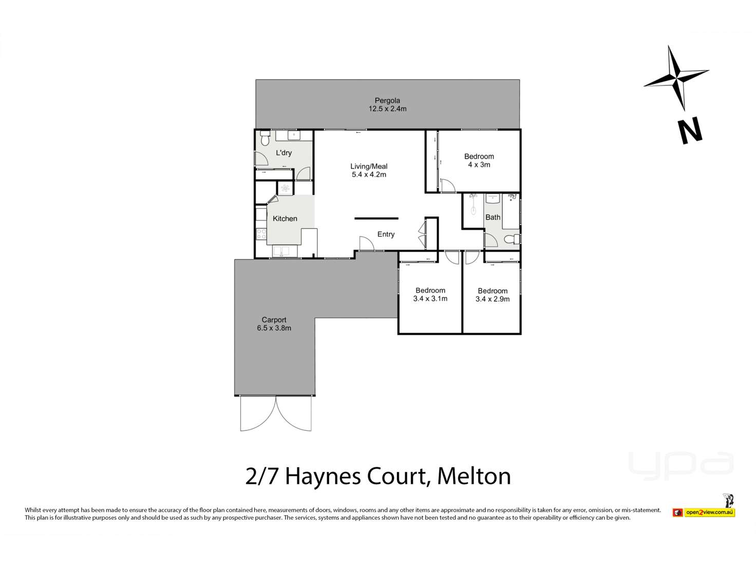 Floorplan of Homely unit listing, 2/7 Haynes Court, Melton VIC 3337