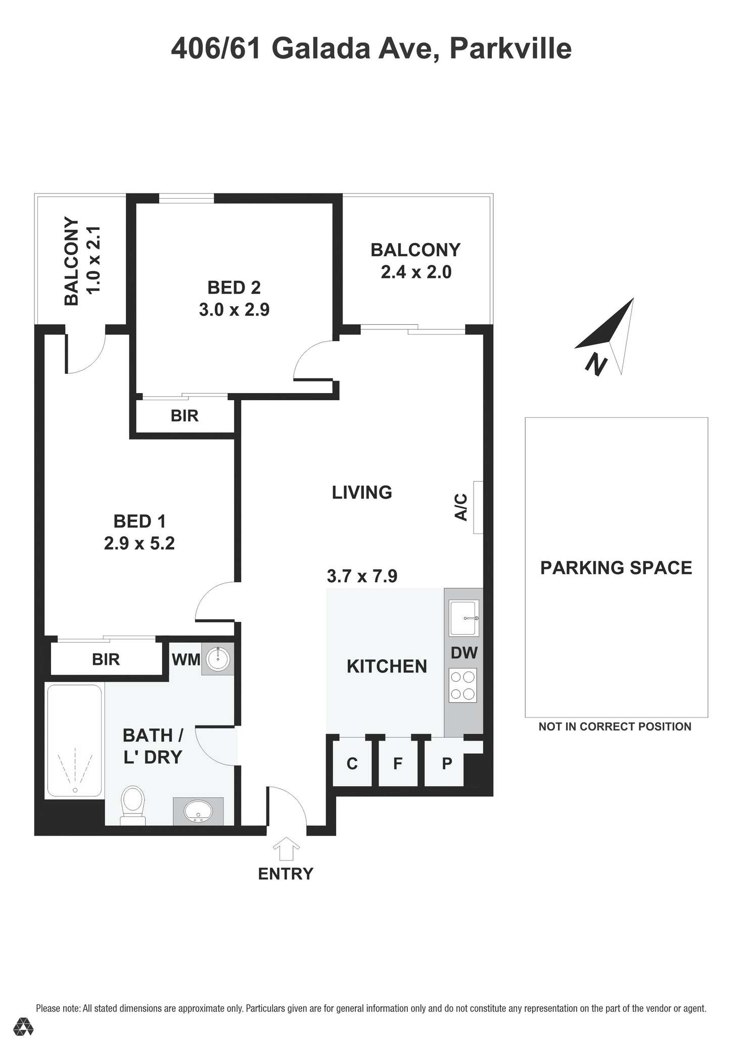 Floorplan of Homely apartment listing, 406/61 Galada Avenue, Parkville VIC 3052