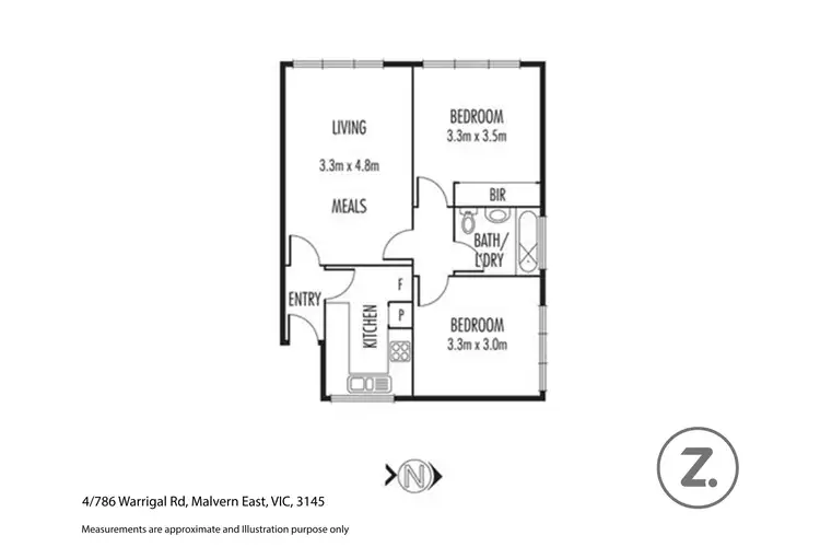 Floorplan of Homely apartment listing, 4/786 Warrigal Road, Malvern East VIC 3145