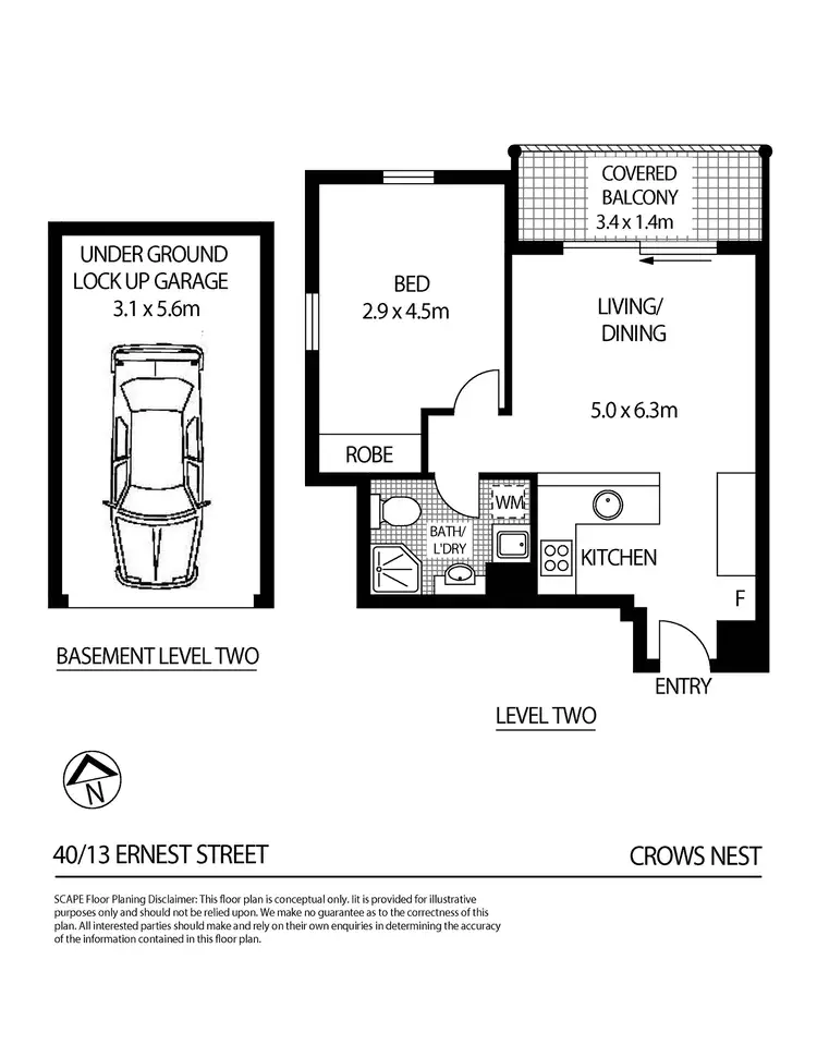 Floorplan of Homely unit listing, 40/13 Ernest Street, Crows Nest NSW 2065