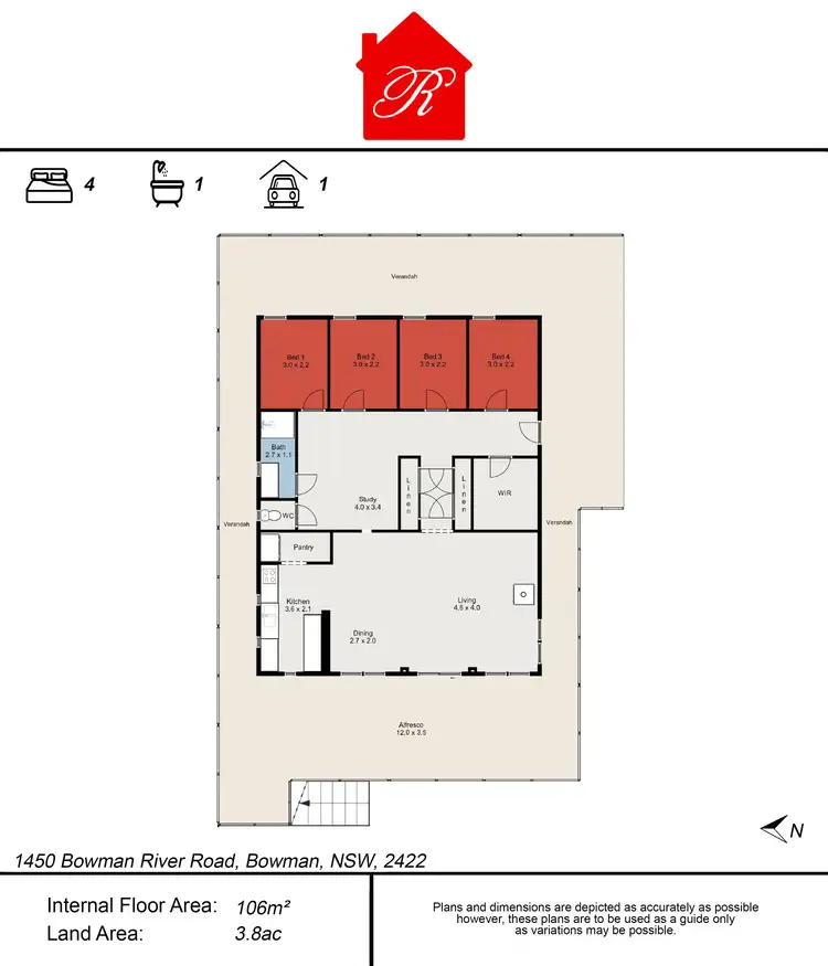 Floorplan of Homely rural property listing, 1450 Bowman River Road, Bowman NSW 2422