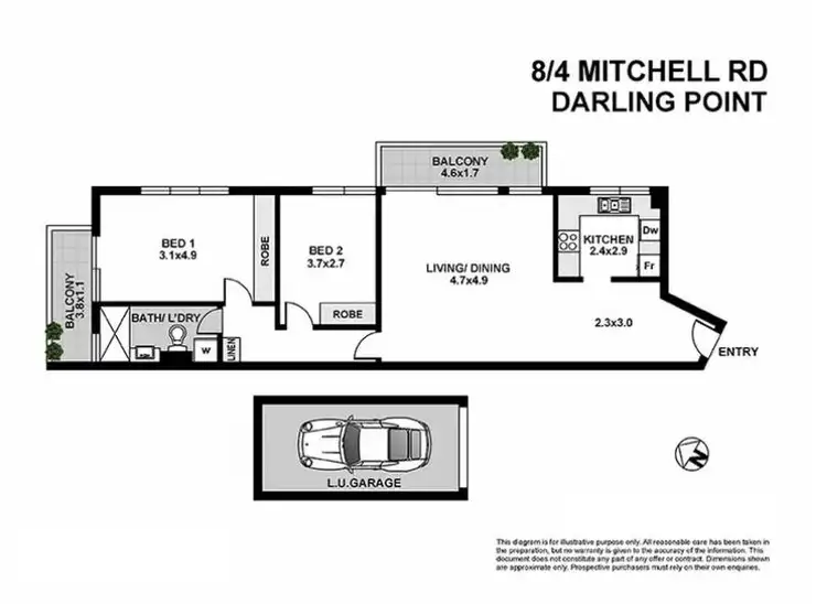 Floorplan of Homely apartment listing, 8/4 Mitchell Road, Darling Point NSW 2027