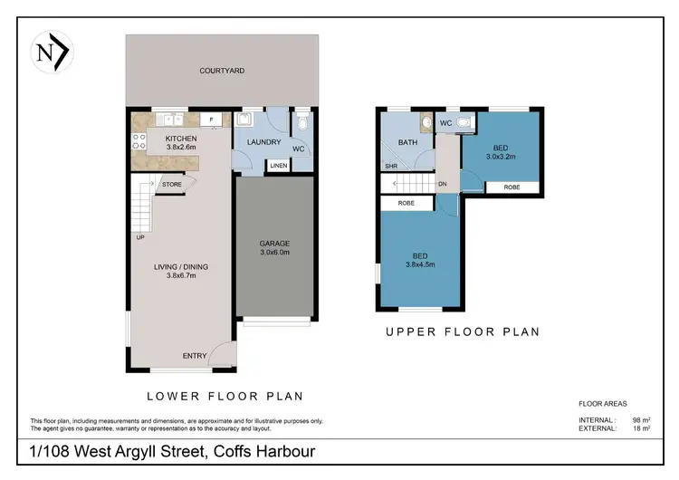 Floorplan of Homely townhouse listing, 1/108 West Argyll Street, Coffs Harbour NSW 2450