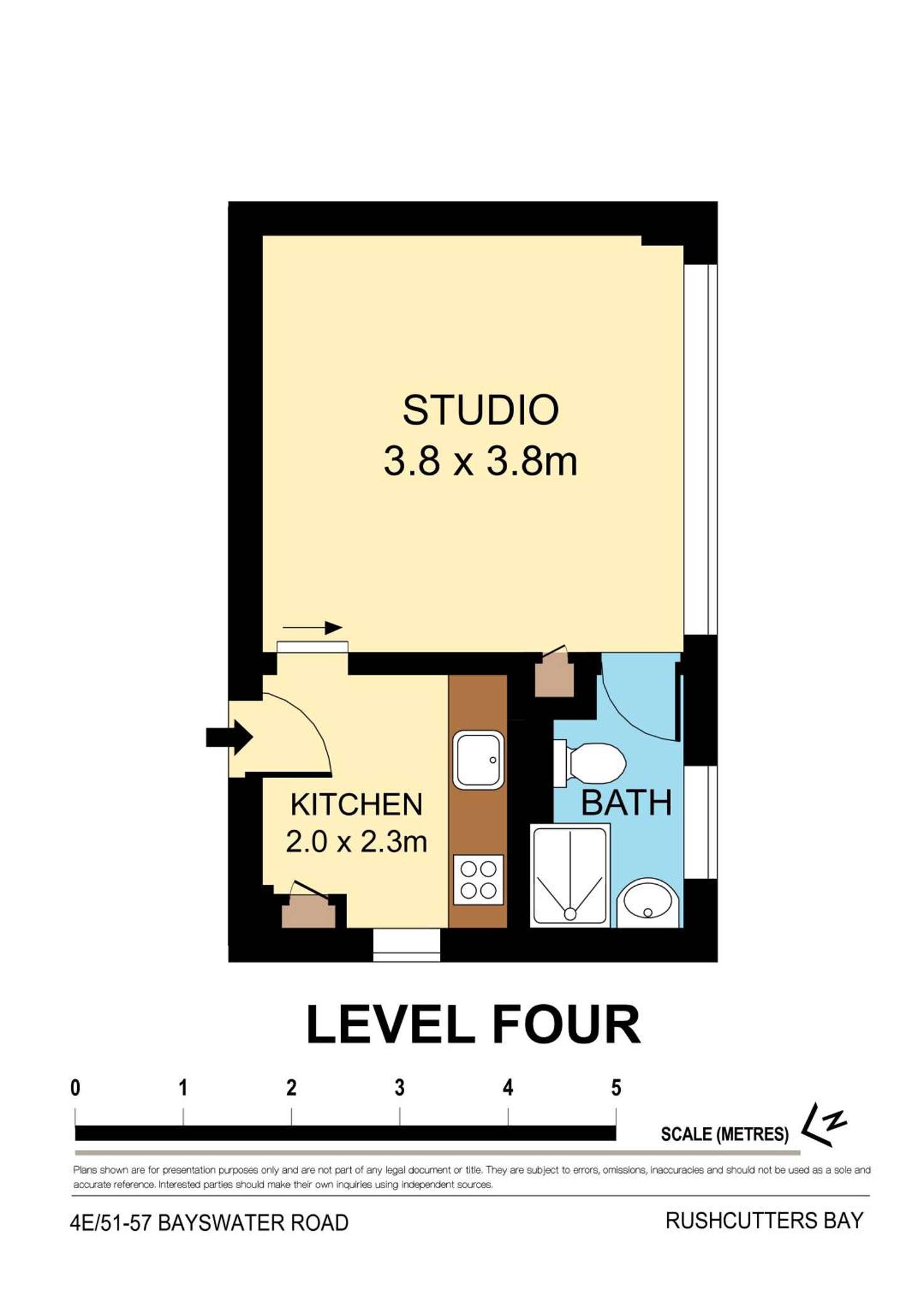 Floorplan of Homely studio listing, Level 4/4E/51 Bayswater Road, Rushcutters Bay NSW 2011