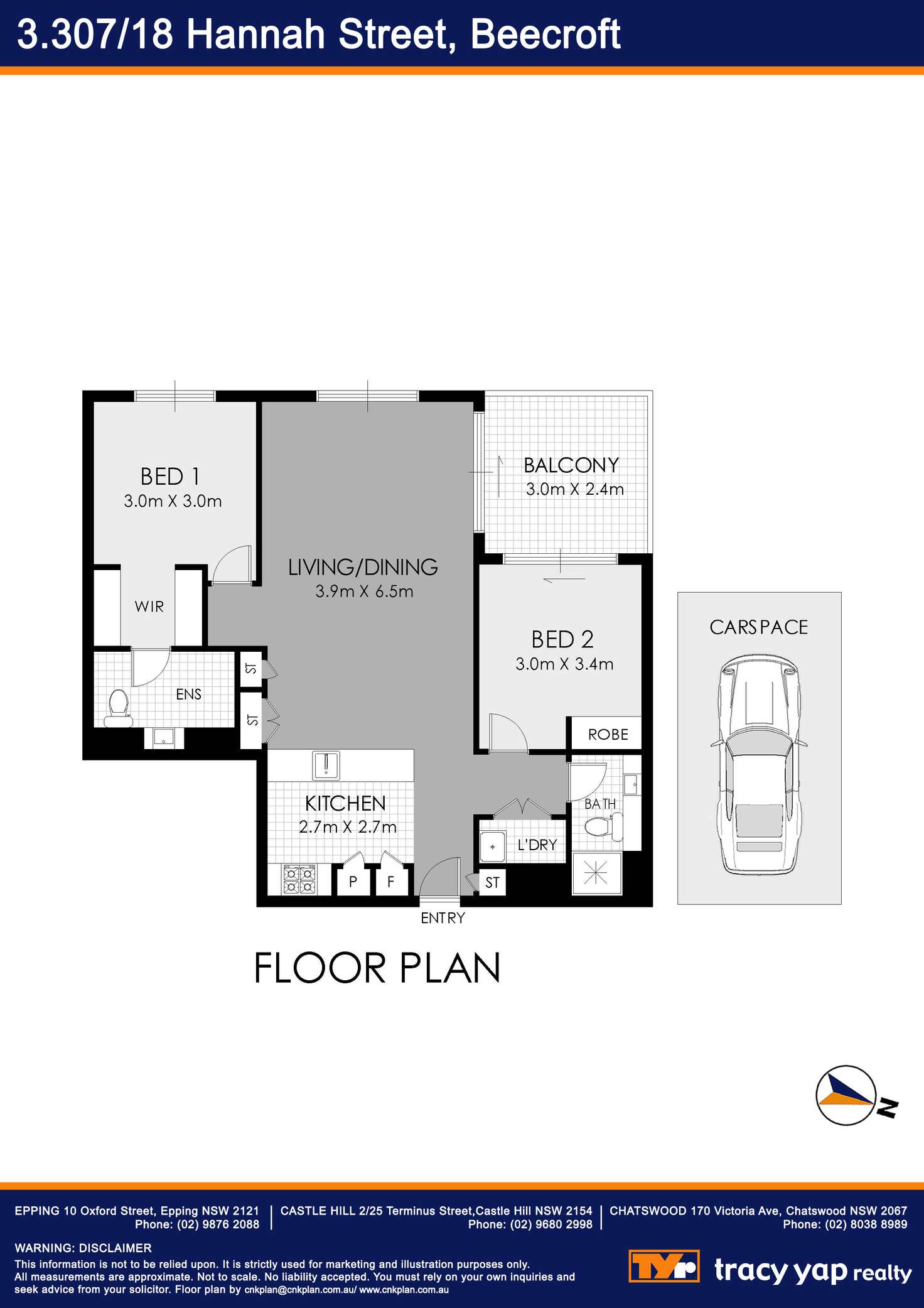 Floorplan of Homely apartment listing, 3.307/18 Hannah Street, Beecroft NSW 2119