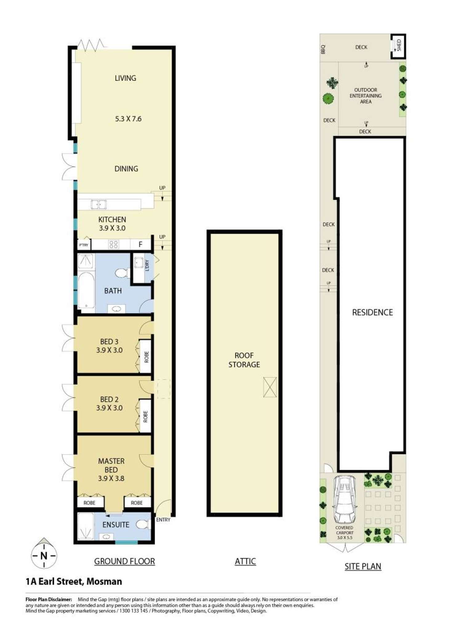 Floorplan of Homely semiDetached listing, 1A Earl Street, Mosman NSW 2088