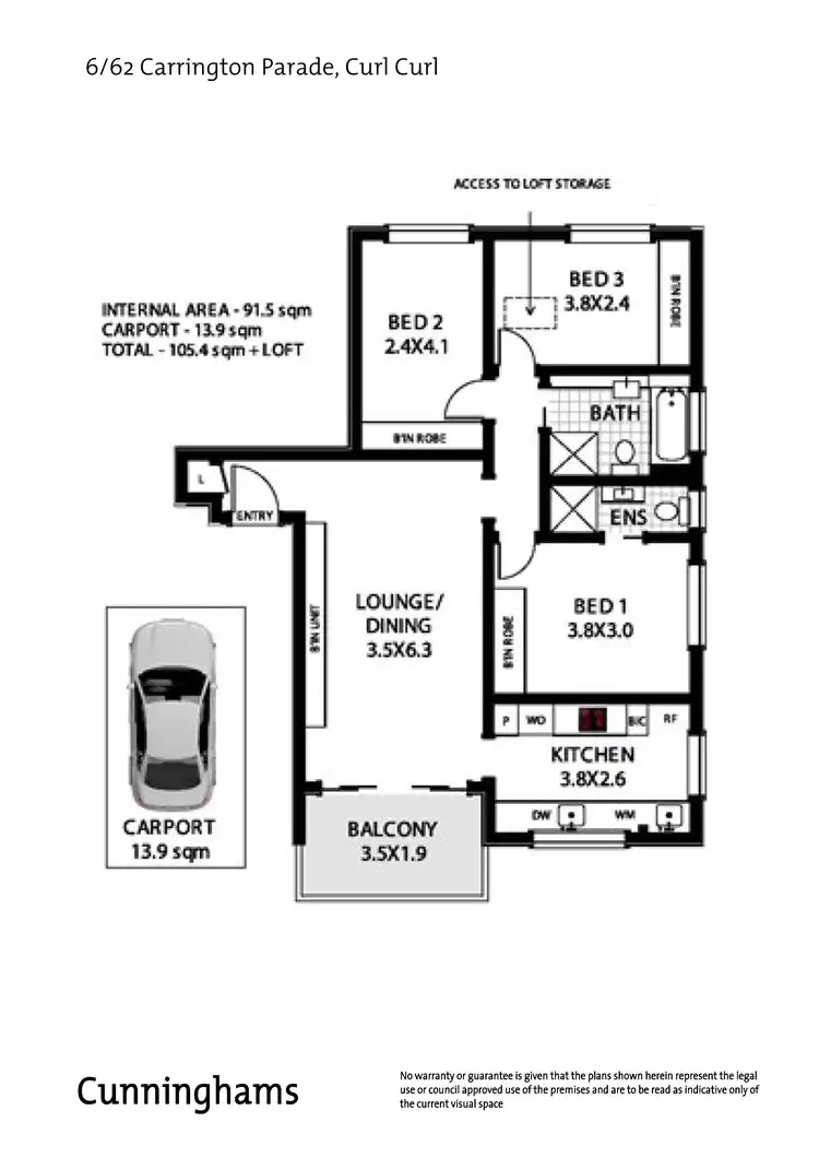 Floorplan of Homely unit listing, 6/62 Carrington Parade, Curl Curl NSW 2096