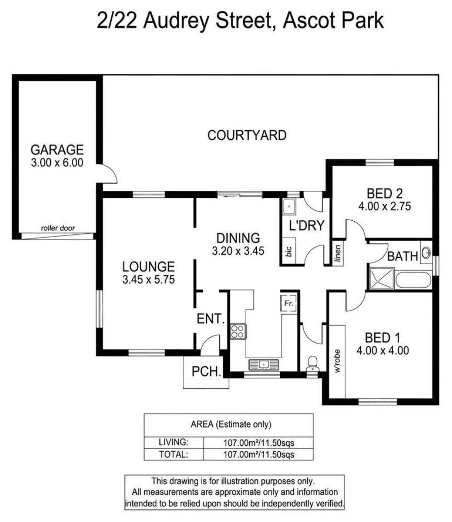 Floorplan of Homely unit listing, 2/22 Audrey Street, Ascot Park SA 5043