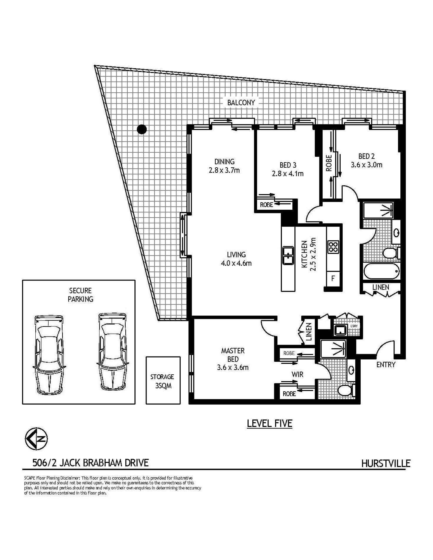 Floorplan of Homely apartment listing, 506/2 Jack Brabham Drive, Hurstville NSW 2220