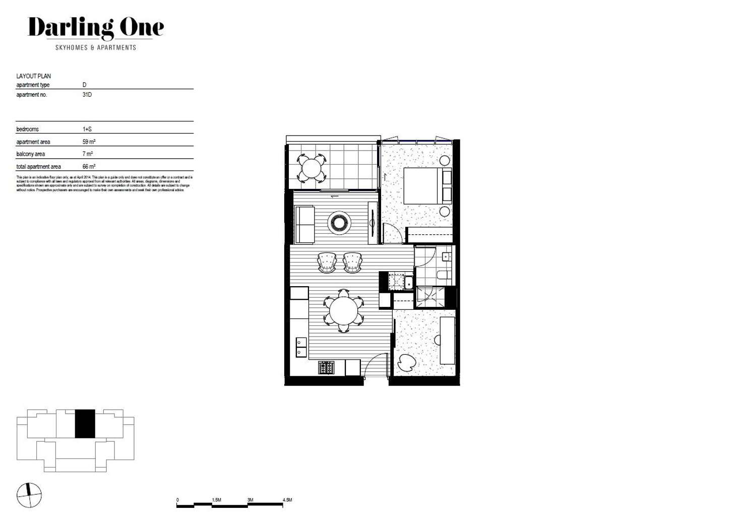 Floorplan of Homely apartment listing, 31D Darling One, Darling Harbour, Sydney NSW 2000