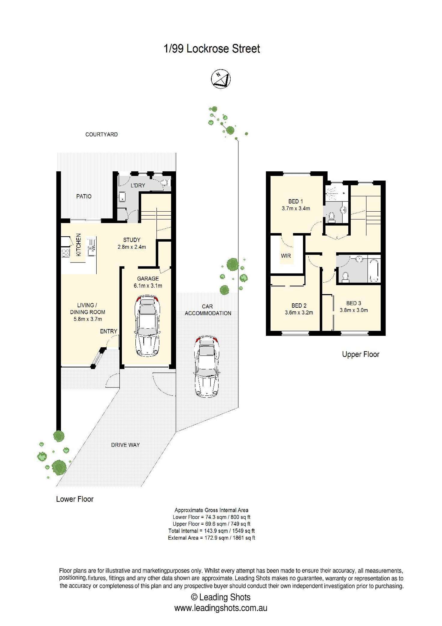 Floorplan of Homely townhouse listing, 1/99 Lockrose Street, Mitchelton QLD 4053