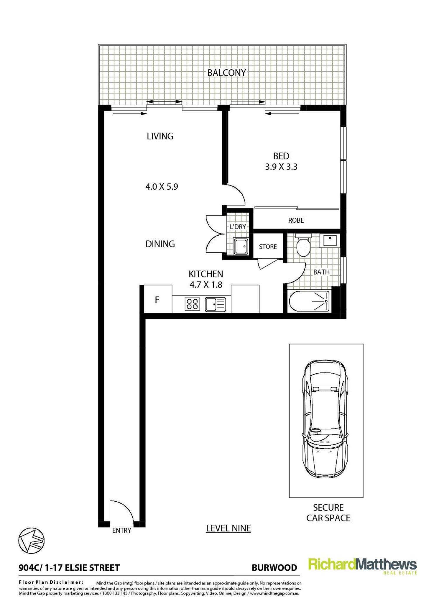 Floorplan of Homely apartment listing, 904C/1-17 Elsie Street, Burwood NSW 2134