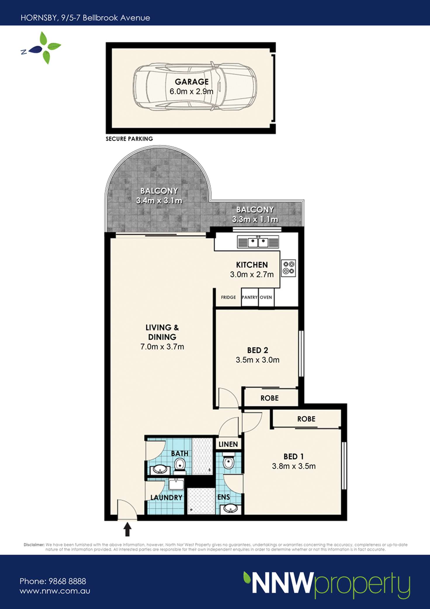 Floorplan of Homely unit listing, 9/5-7 Bellbrook Avenue, Hornsby NSW 2077