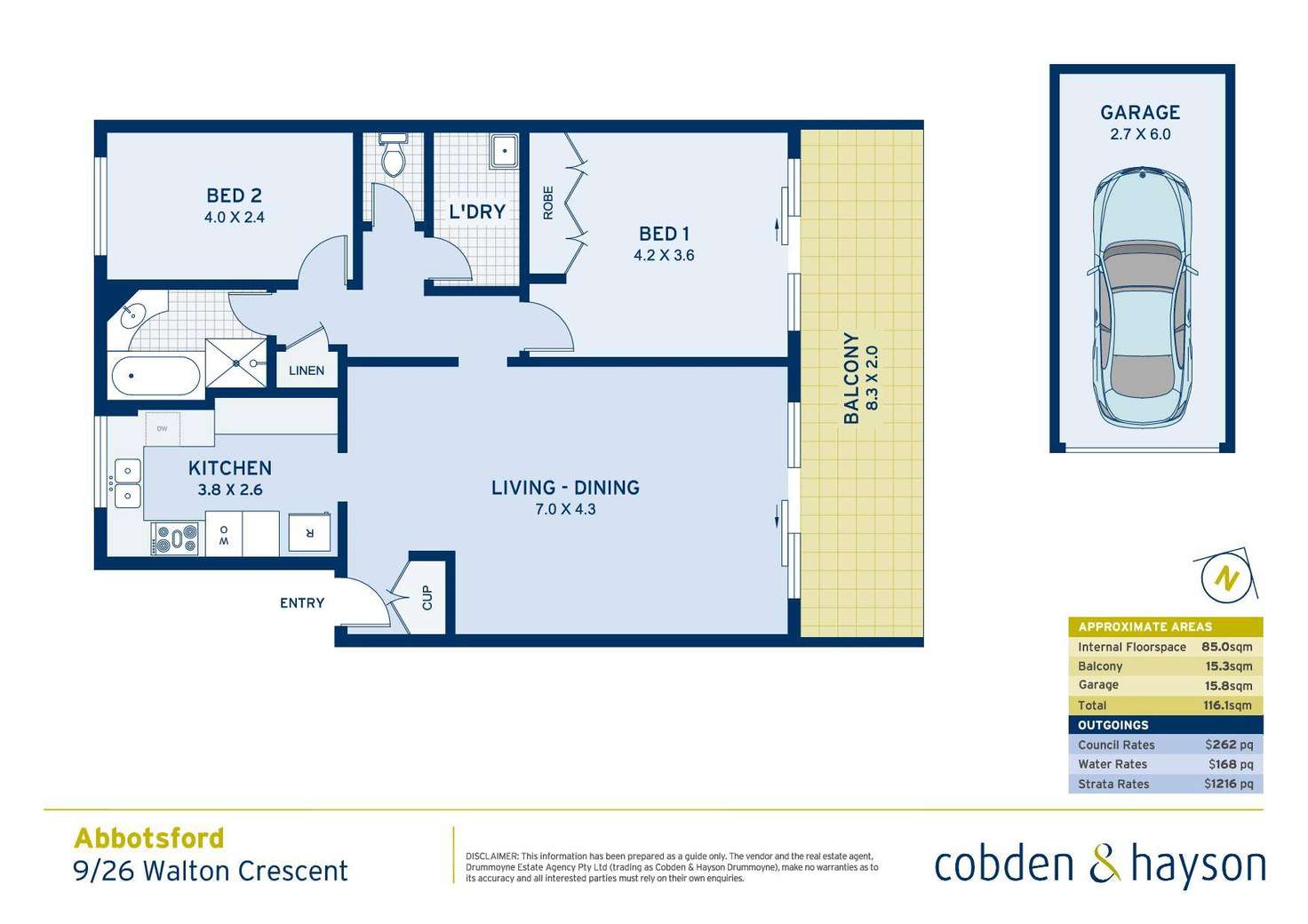 Floorplan of Homely apartment listing, 9/26 Walton Crescent, Abbotsford NSW 2046