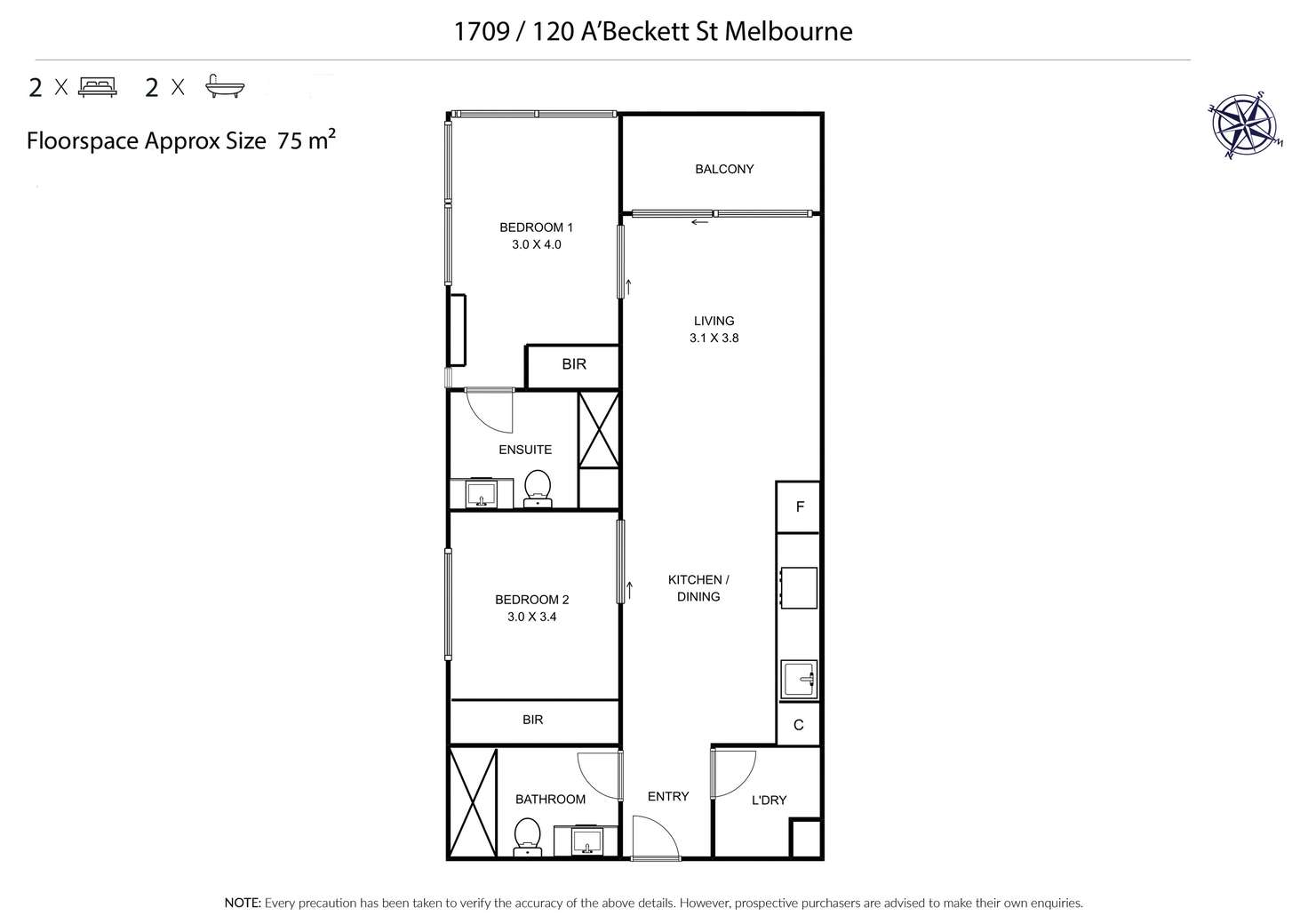 Floorplan of Homely apartment listing, 1709/120 A'beckett Street, Melbourne VIC 3000