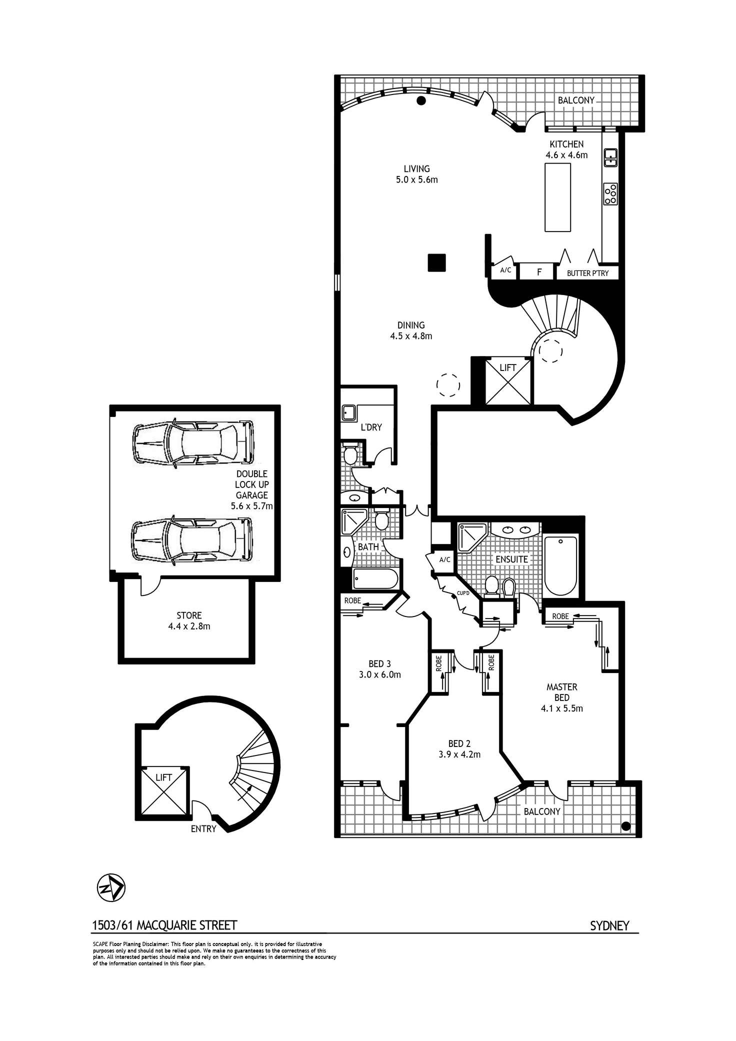 Floorplan of Homely apartment listing, 1503/61 Macquarie Street, Sydney NSW 2000