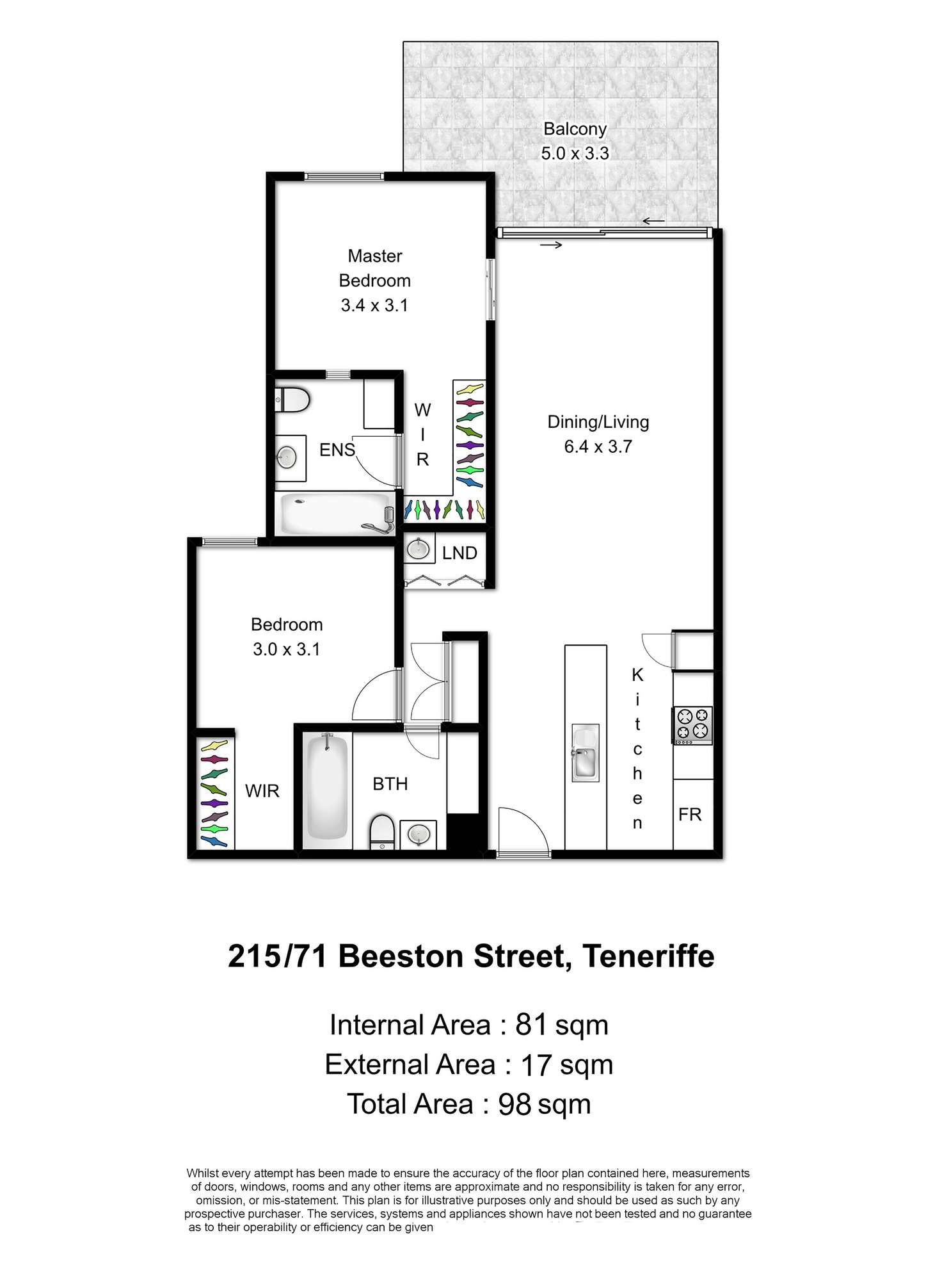 Floorplan of Homely apartment listing, 215/71 Beeston Street, Teneriffe QLD 4005