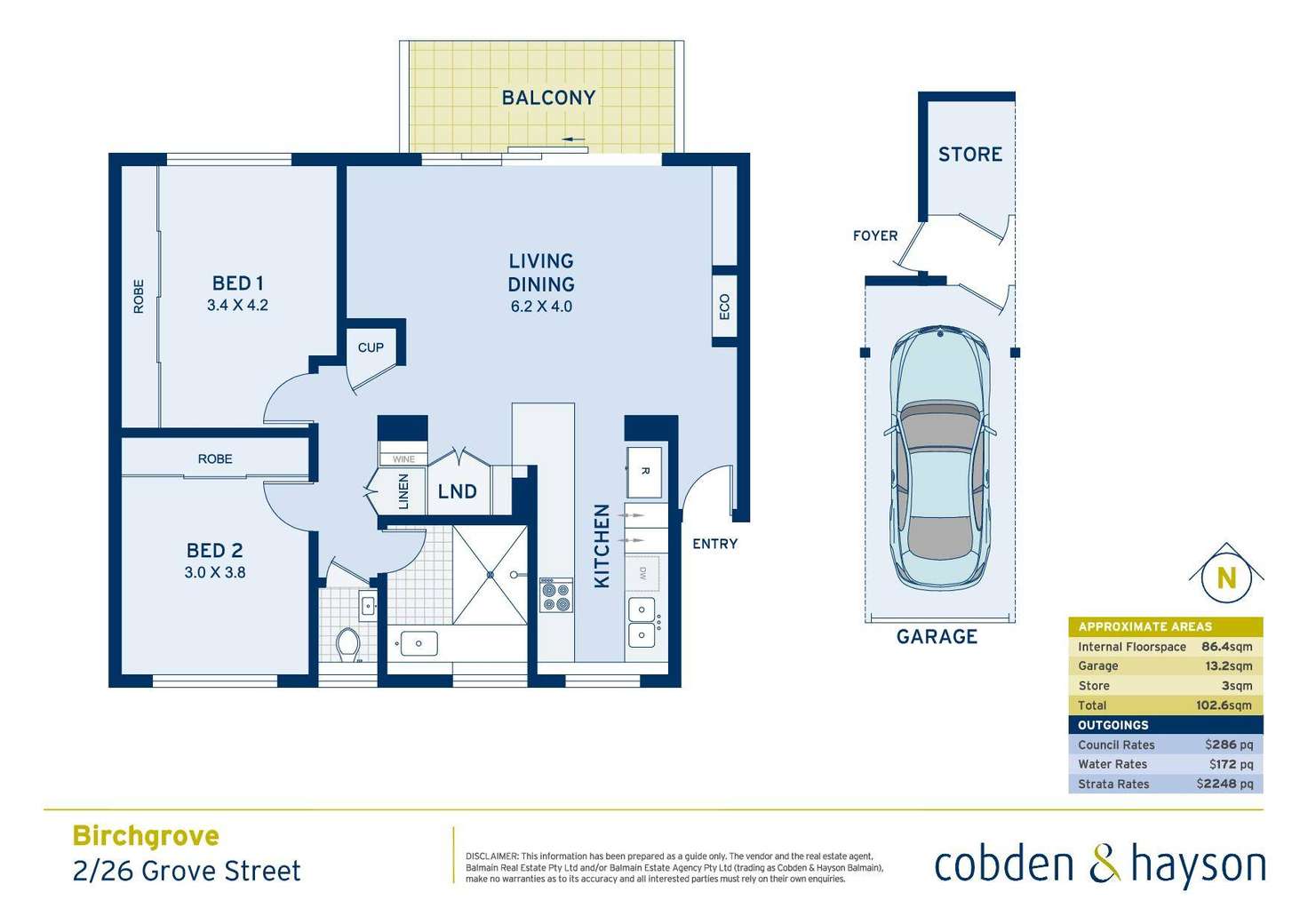 Floorplan of Homely apartment listing, 2/26 Grove Street, Birchgrove NSW 2041