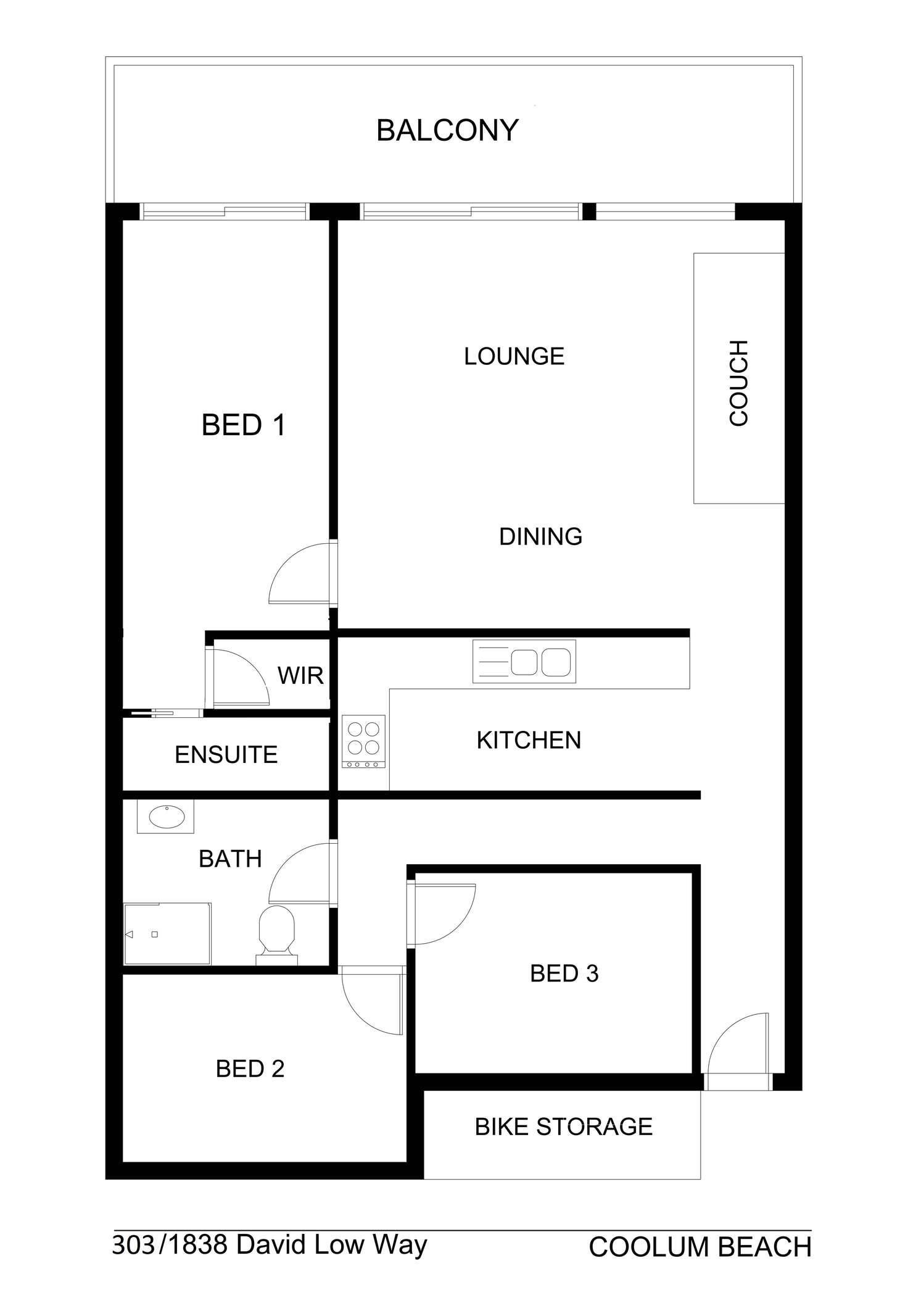 Floorplan of Homely unit listing, 303/1838 David Low Way, Coolum Beach QLD 4573