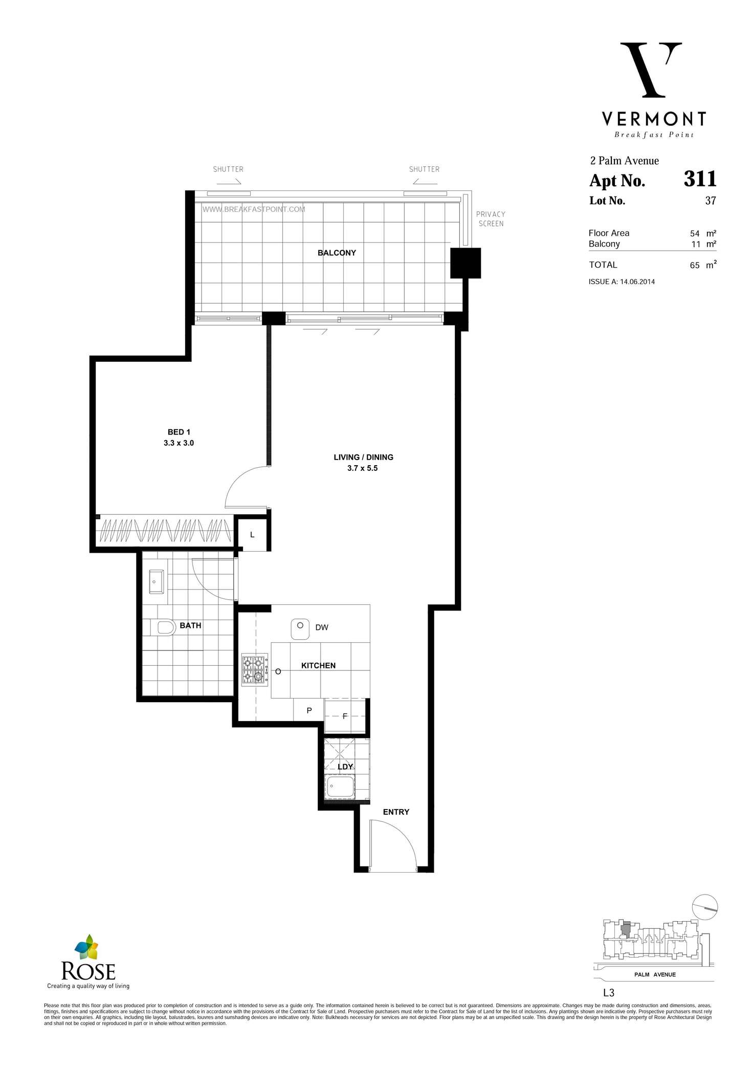 Floorplan of Homely apartment listing, 311/2 Palm Avenue, Breakfast Point NSW 2137