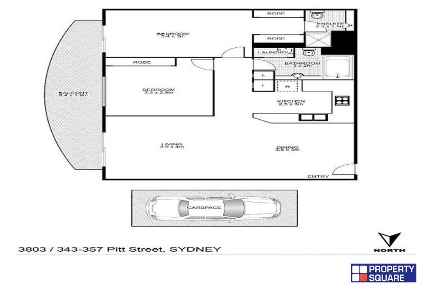 Floorplan of Homely apartment listing, 3803/343 Pitt Street, Sydney NSW 2000