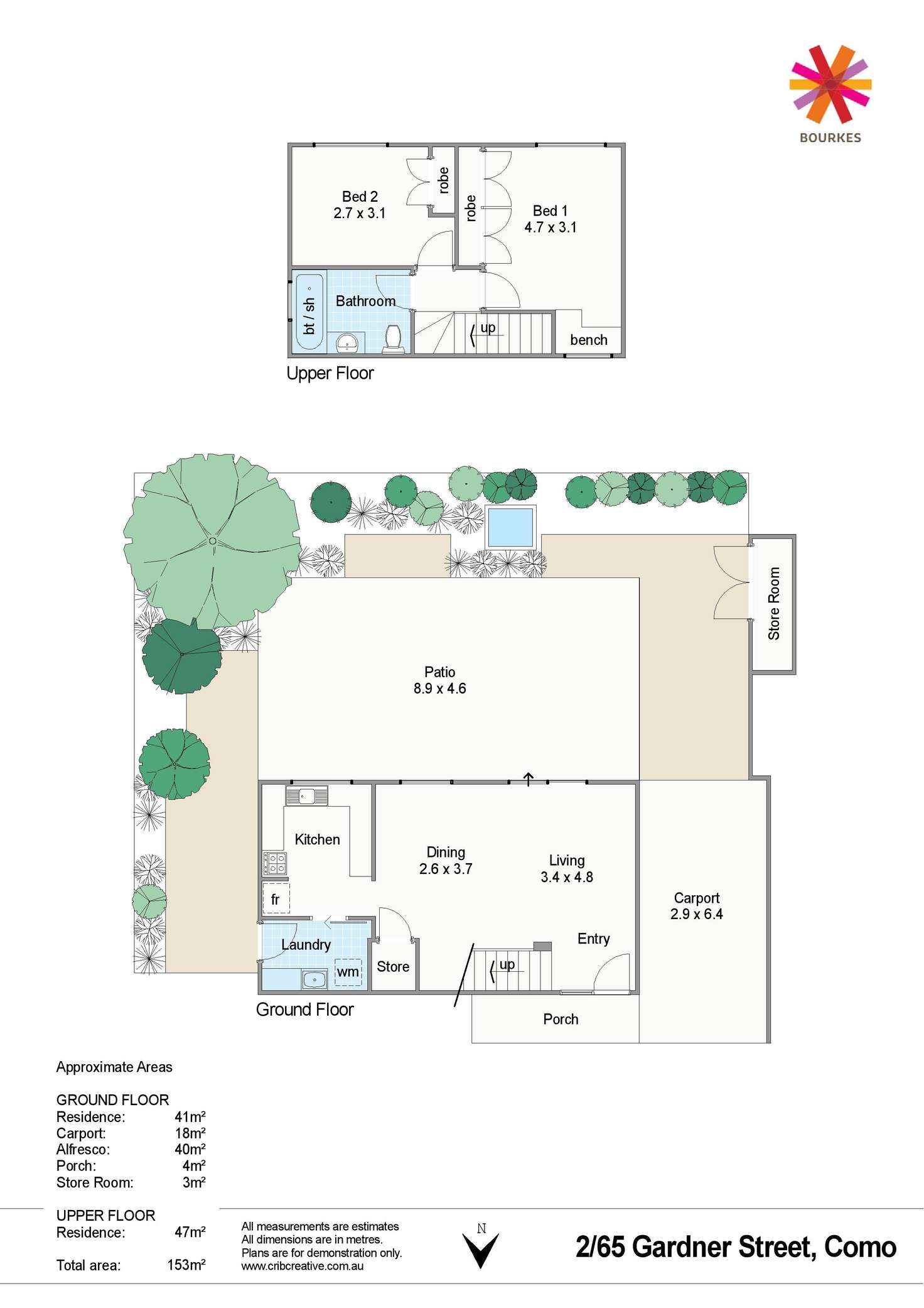 Floorplan of Homely townhouse listing, 2/65 Gardner Street, Como WA 6152