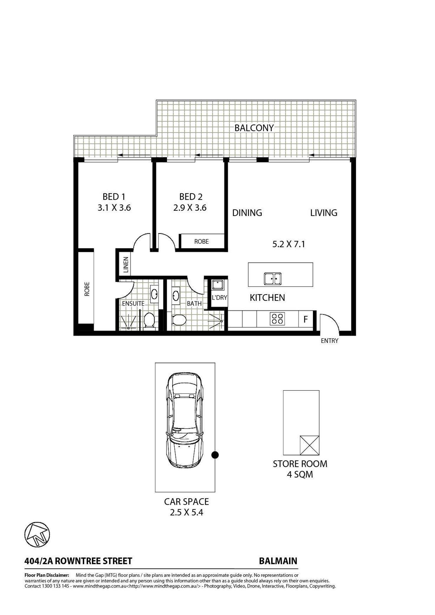 Floorplan of Homely apartment listing, 404/2A Rowntree Street, Balmain NSW 2041